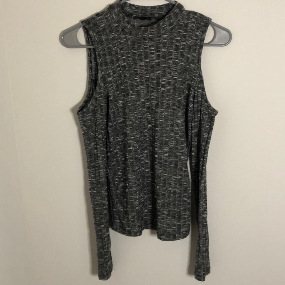 AE open shoulder long sleeve mock neck tee